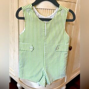 Anvy Kids green/white stripe jon jon. Size 12 month.